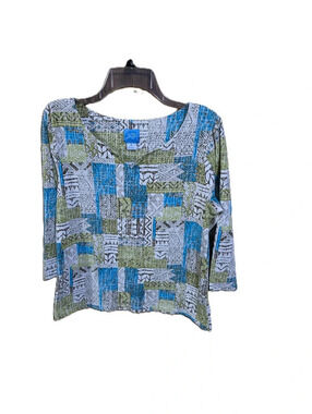 Lark Lane Pullover Top 3/4 Sleeves Multi-Color Size Medium